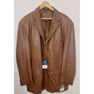 Men's Brown Leather‎ Jacket Soft Lambskin Sport Coat Jacket NWT $300 Stafford